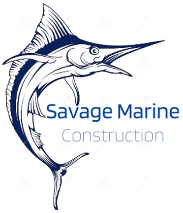 Swordfish logo with "Savage Marine Construction".