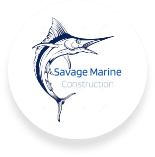 Swordfish logo with "Savage Marine Construction" text.